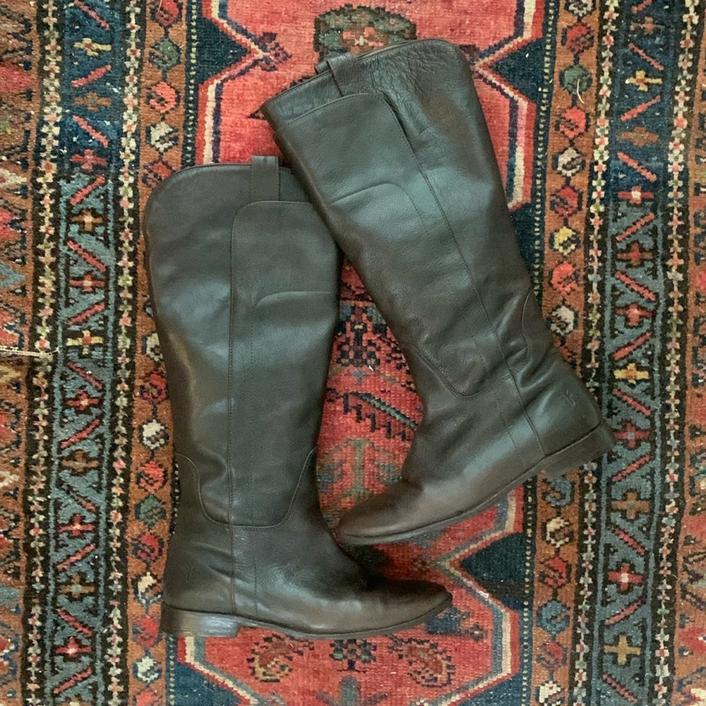 Frye Paige Tall Riding Boots Dark Brown 8.5